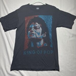 Michael Jackson - "King Of Pop" - Black Studded T Shirt - Embellished Medium